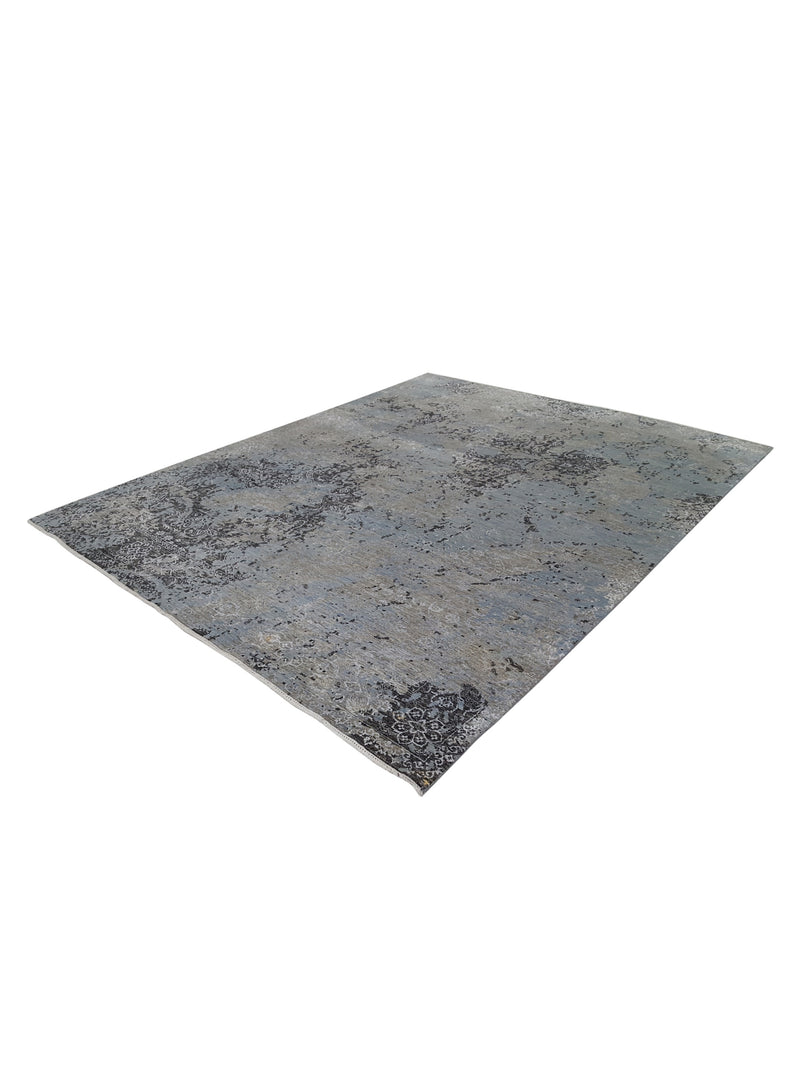 Pacific Erase 41168 Charcoal Lt.Blue Modern Hand Knotted Rug
