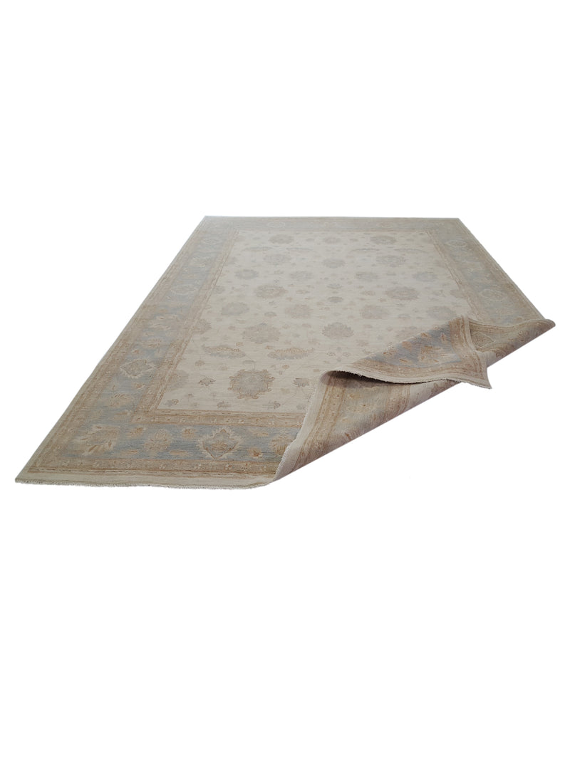 Pacific Ziegler 41525 Ivory Teal Transitional Hand Knotted Rug
