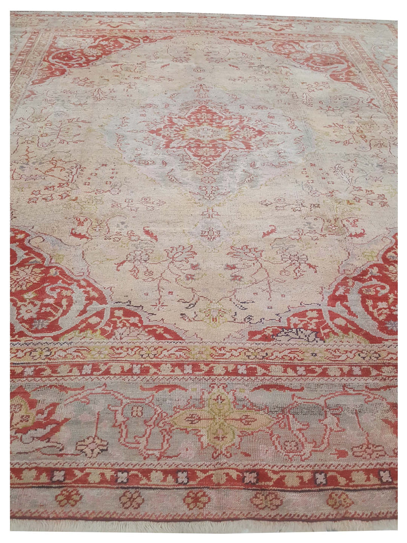 Fasa Antique Ushak 41763 Taupe Rust Traditional Antique Rug