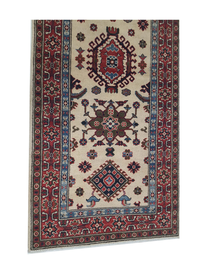 Pacific Kazak 41823 Ivory Red Traditional Hand Knotted Rug