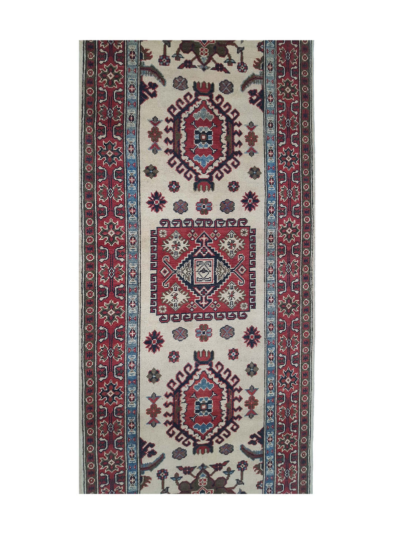 Pacific Kazak 41823 Ivory Red Traditional Hand Knotted Rug