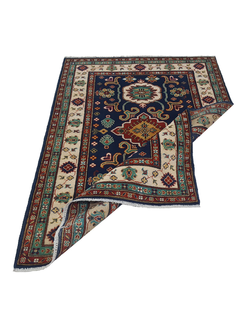 Pacific Kazak 41842 Navy Ivory Traditional Hand Knotted Rug