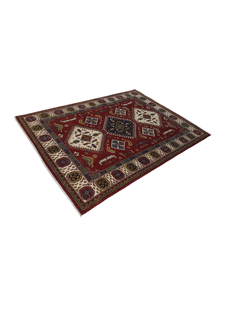 Pacific Kazak 41843 Red Ivory Traditional Hand Knotted Rug