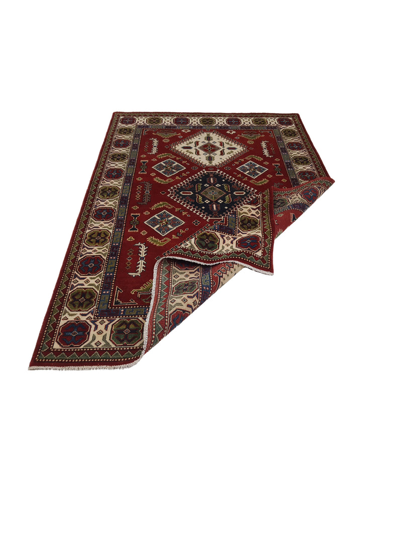 Pacific Kazak 41845 Red Ivory Traditional Hand Knotted Rug