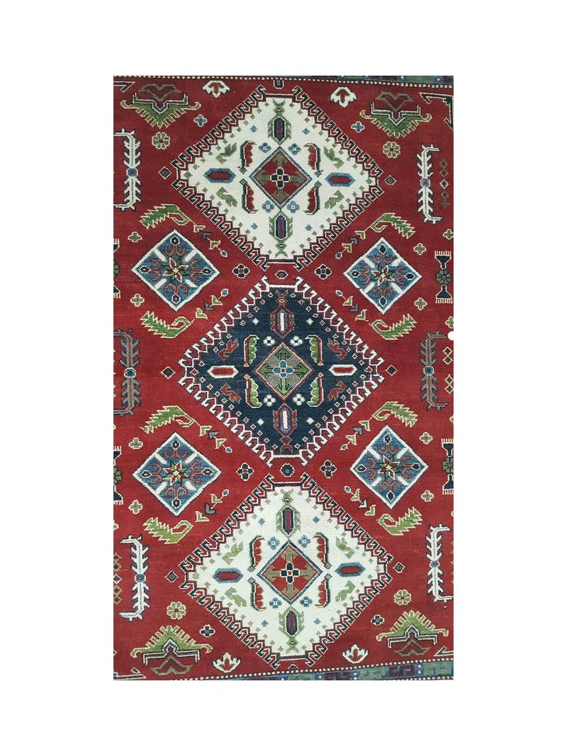 Pacific Kazak 41845 Red Ivory Traditional Hand Knotted Rug