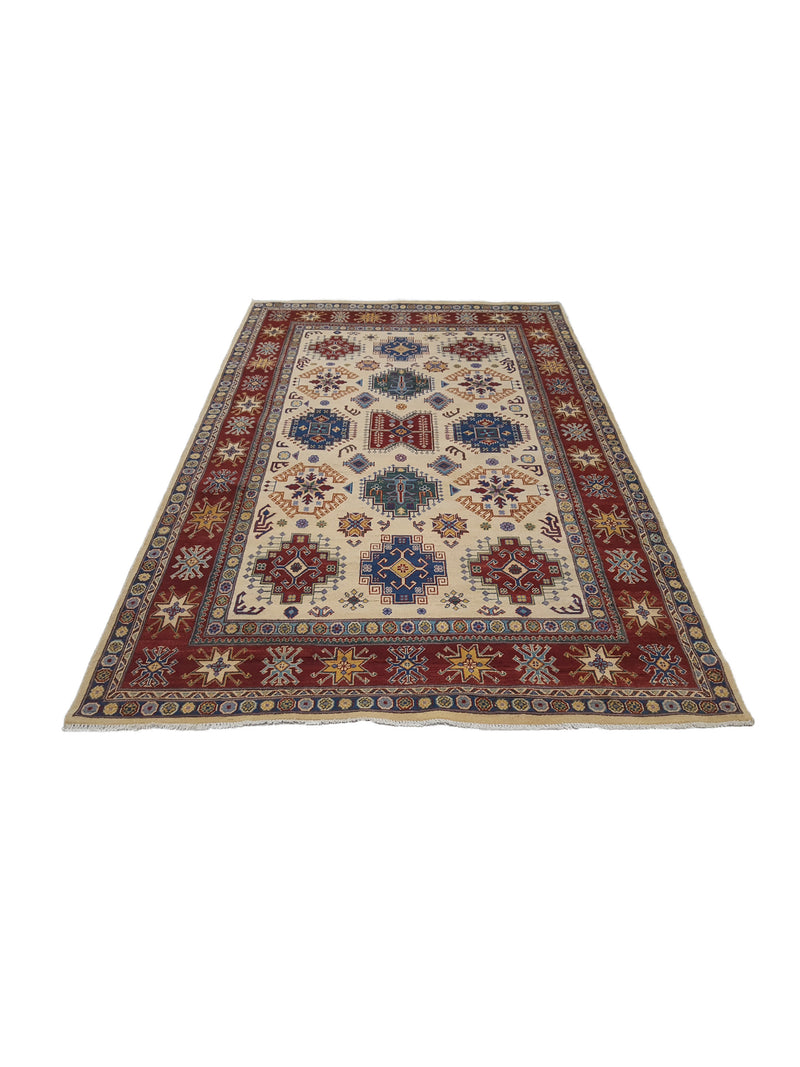 Pacific Kazak 41849 Ivory Rust Traditional Hand Knotted Rug