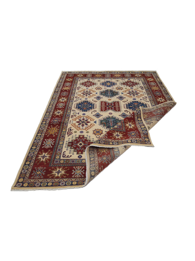 Pacific Kazak 41849 Ivory Rust Traditional Hand Knotted Rug