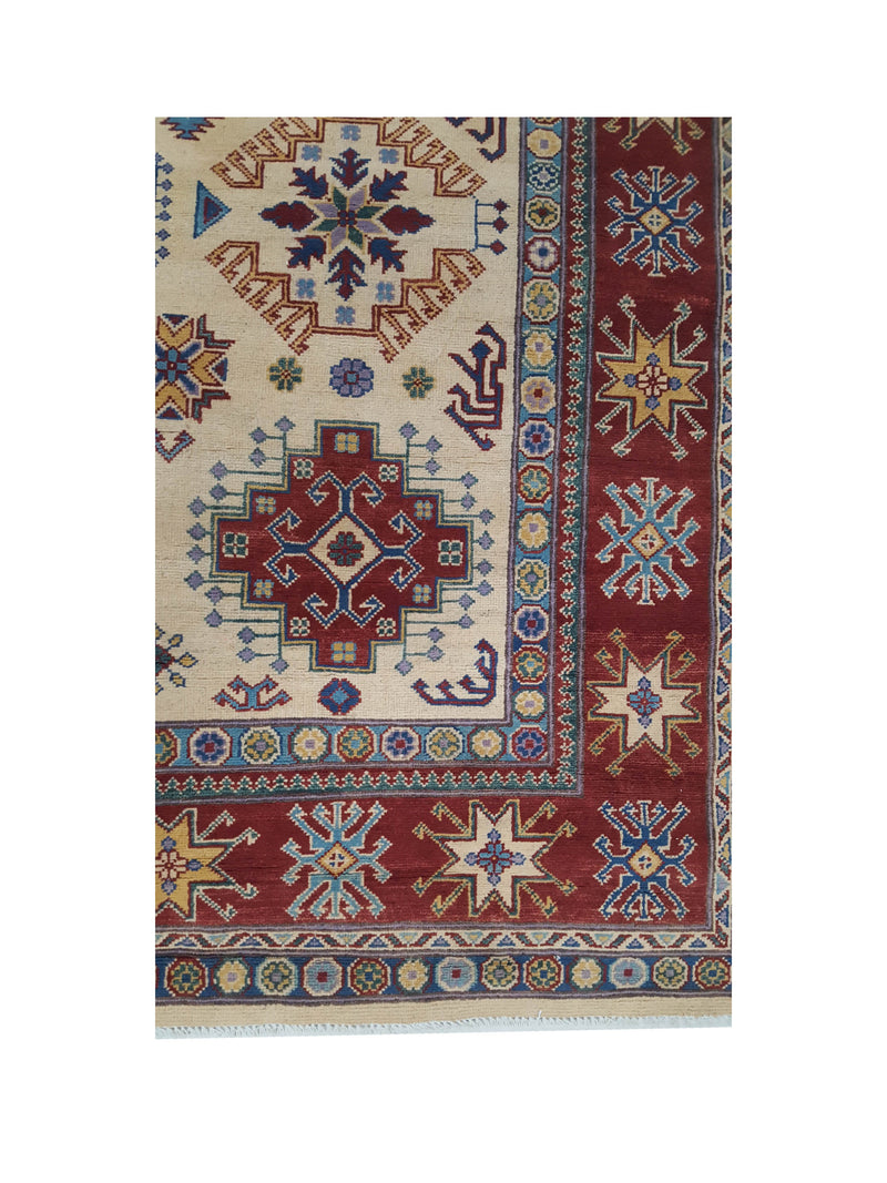 Pacific Kazak 41849 Ivory Rust Traditional Hand Knotted Rug