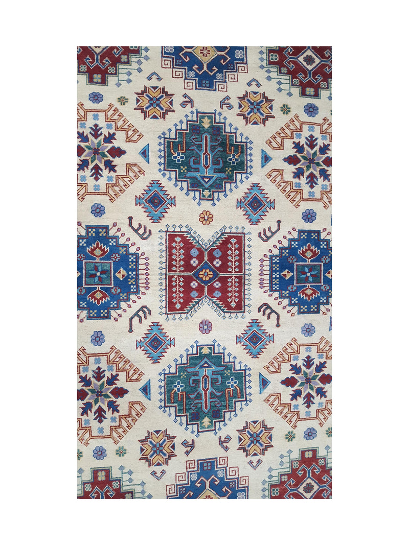 Pacific Kazak 41849 Ivory Rust Traditional Hand Knotted Rug