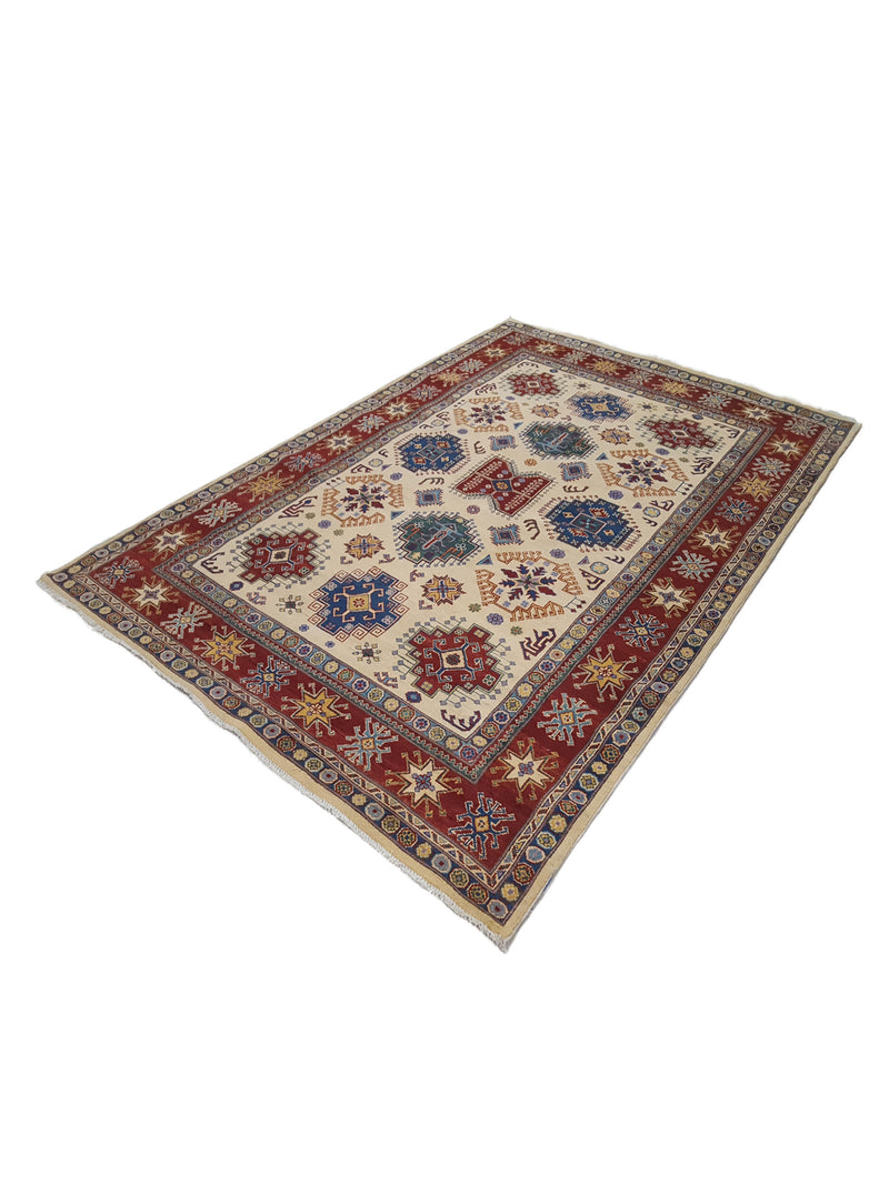 Pacific Kazak 41849 Ivory Rust Traditional Hand Knotted Rug