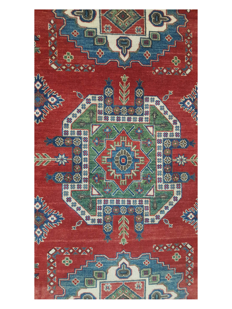 Pacific Kazak 41861 Red Multi Traditional Hand Knotted Rug