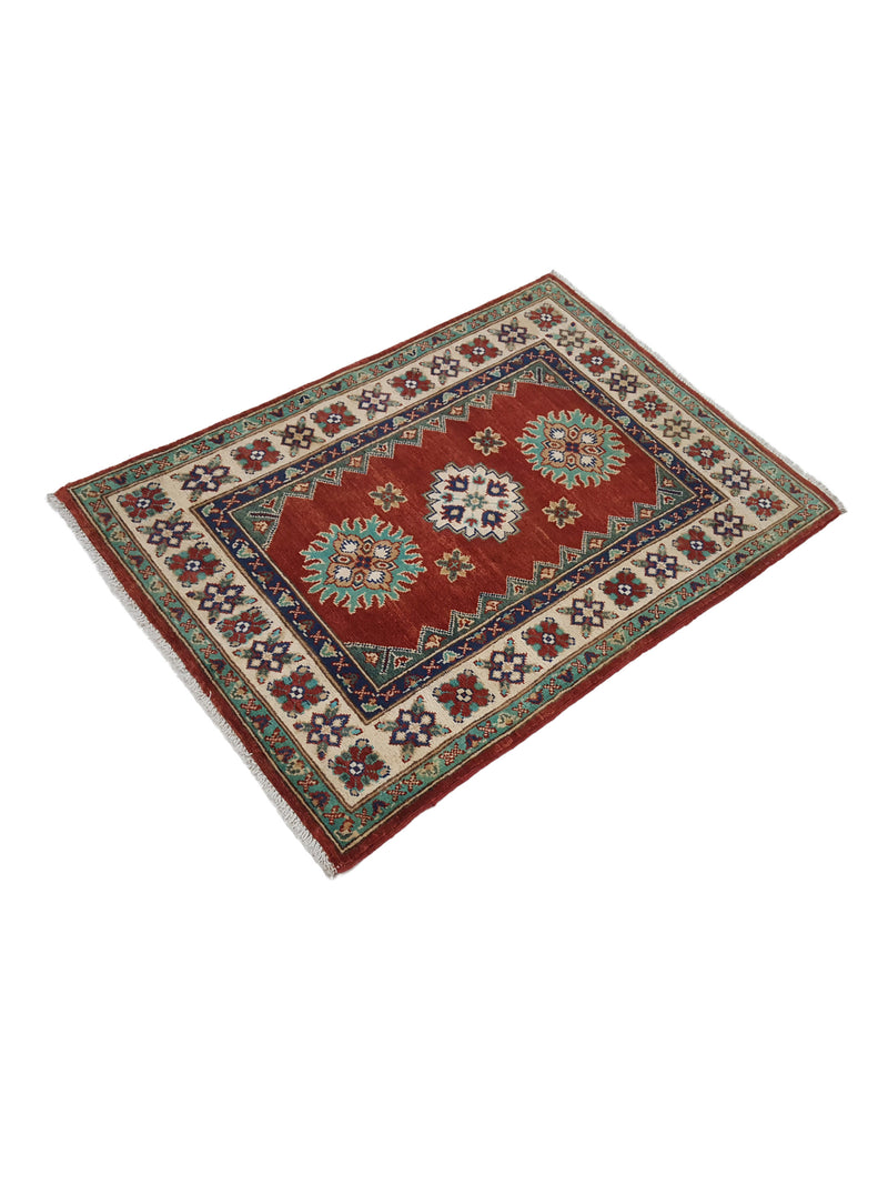 Pacific Kazak 41874 Red Ivory Traditional Hand Knotted Rug