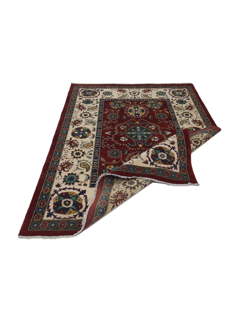 Pacific Kazak 41878 Red Ivory Traditional Hand Knotted Rug