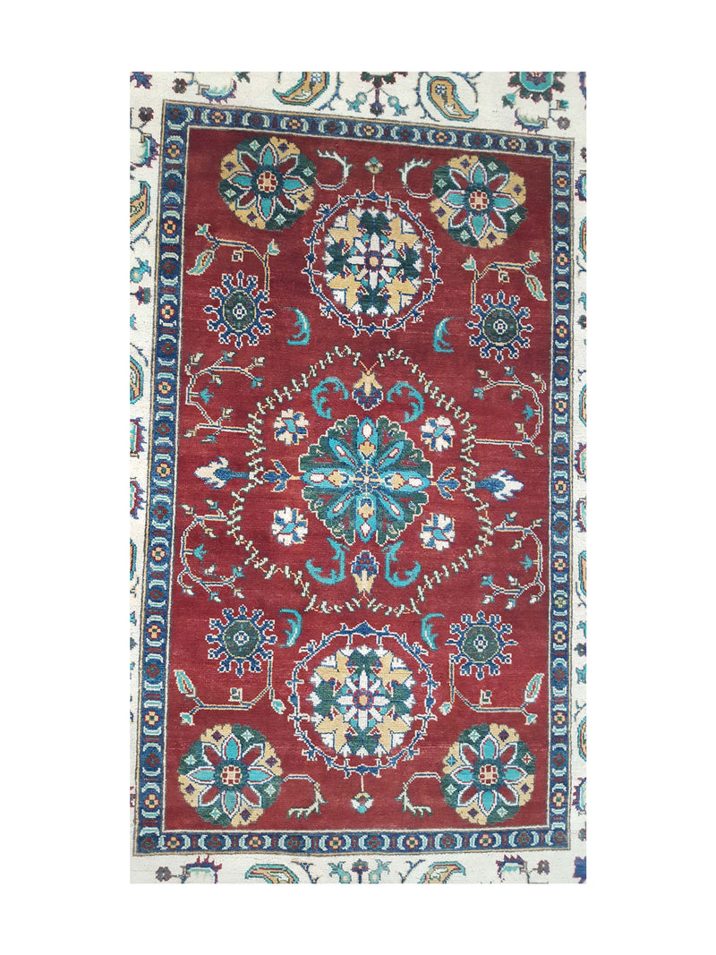 Pacific Kazak 41878 Red Ivory Traditional Hand Knotted Rug