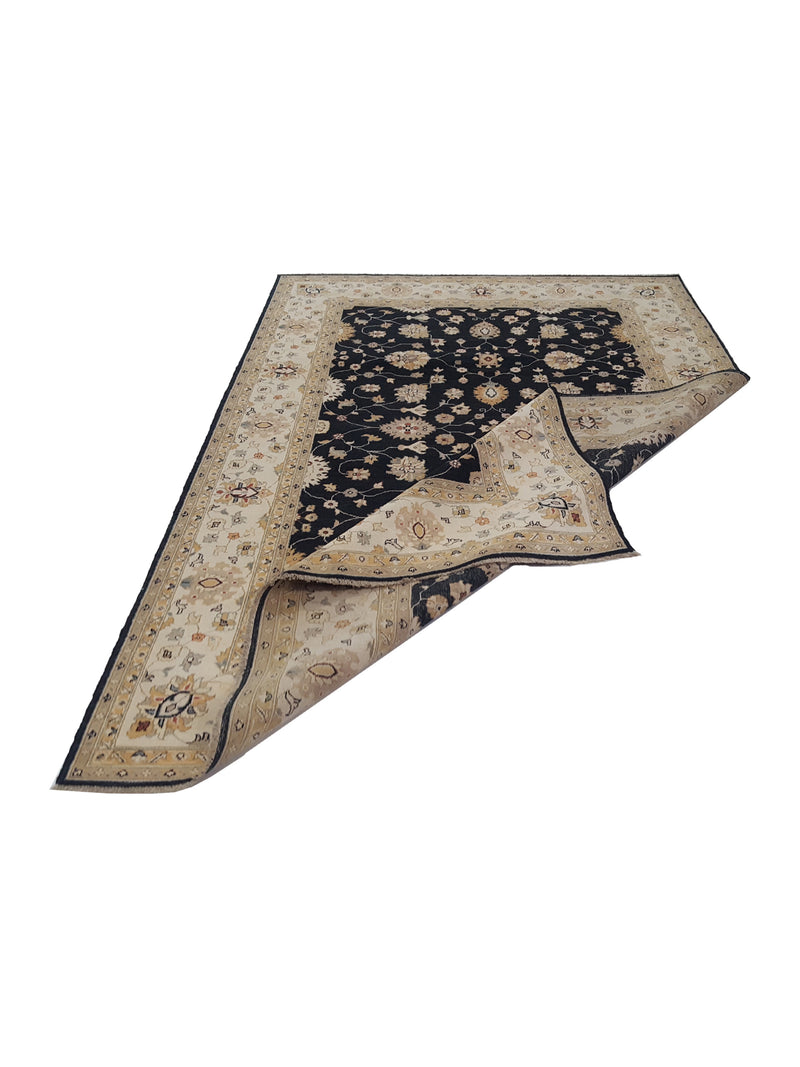 Pacific Ziegler 41885 Black Ivory Transitional Hand Knotted Rug
