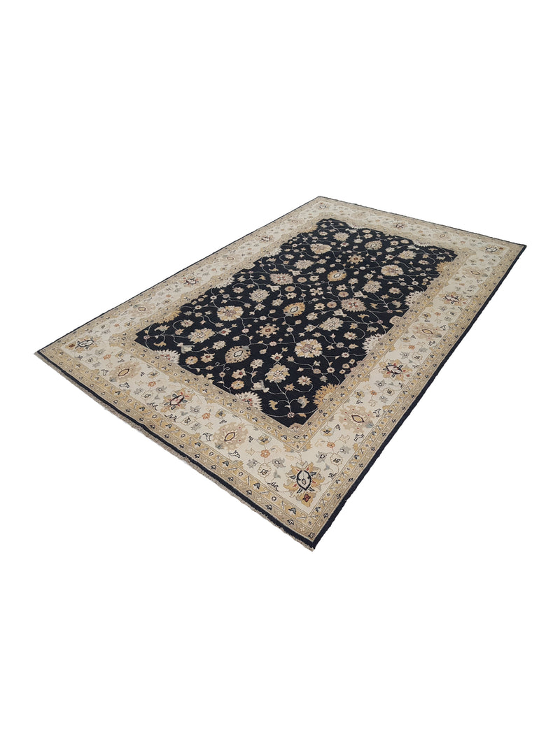Pacific Ziegler 41885 Black Ivory Transitional Hand Knotted Rug