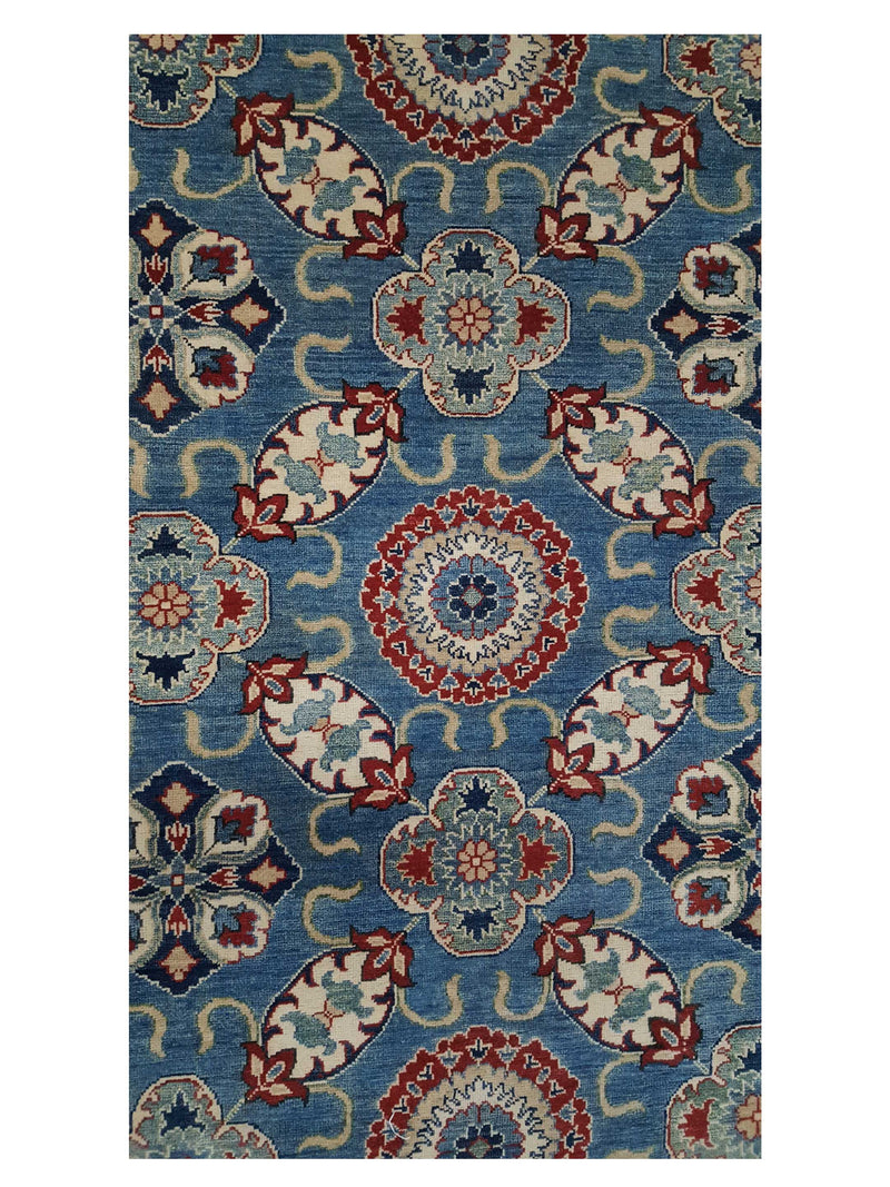 Pacific Kazak 42057 Lt.Blue Ivory Traditional Hand Knotted Rug