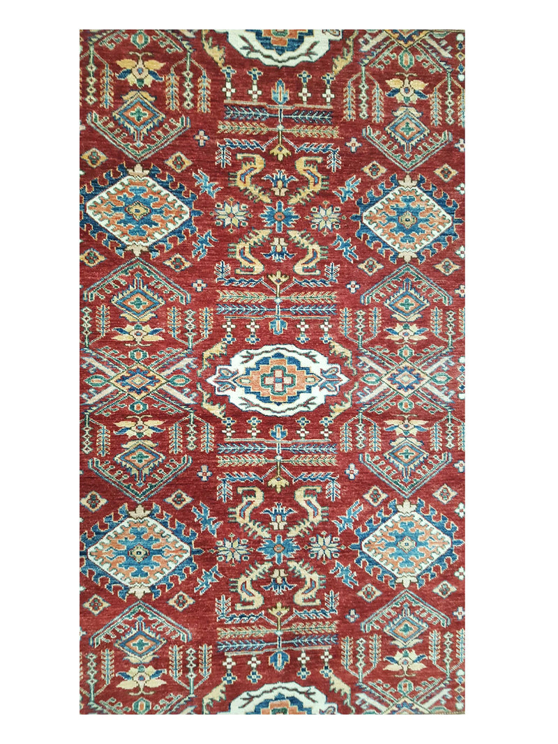 Pacific Kazak Artisan 42112 Red Ivory Traditional Hand Knotted Rug