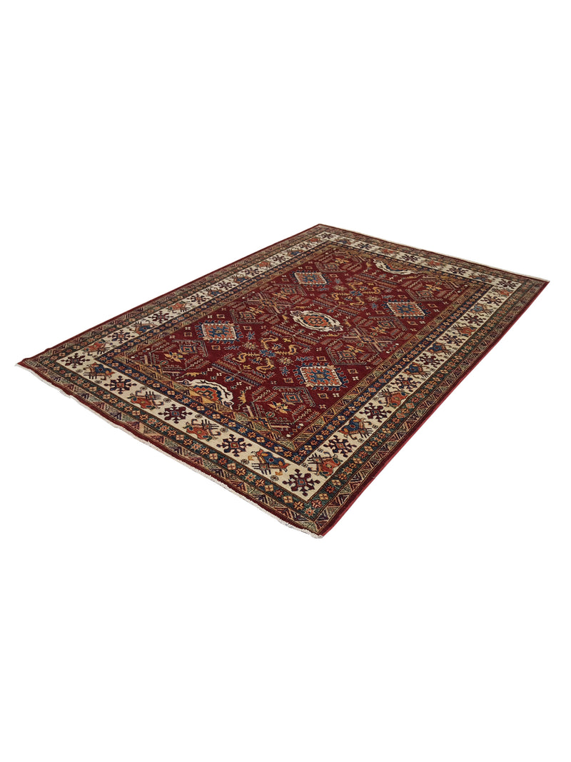 Pacific Kazak Artisan 42112 Red Ivory Traditional Hand Knotted Rug
