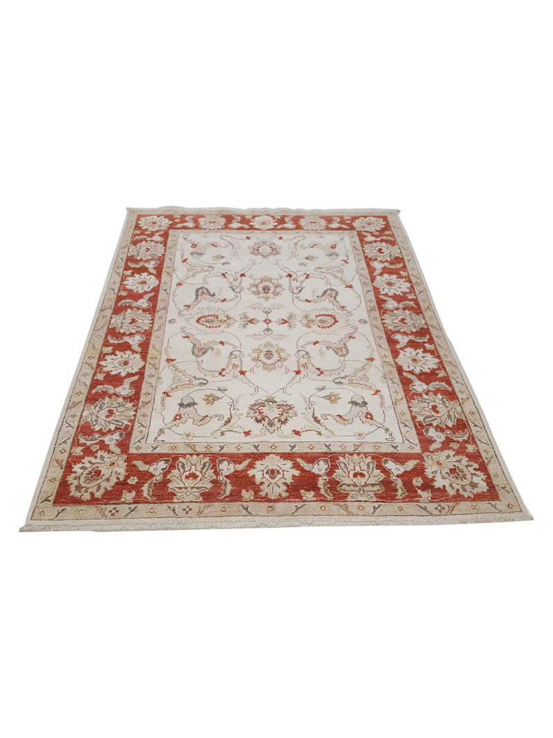 Pacific Ziegler 42127 Ivory Red Transitional Hand Knotted Rug