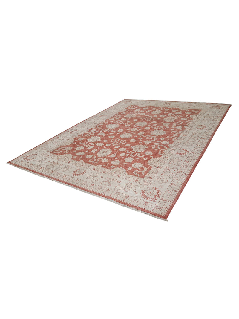 Pacific Ziegler 42225 Rust Ivory Transitional Hand Knotted Rug