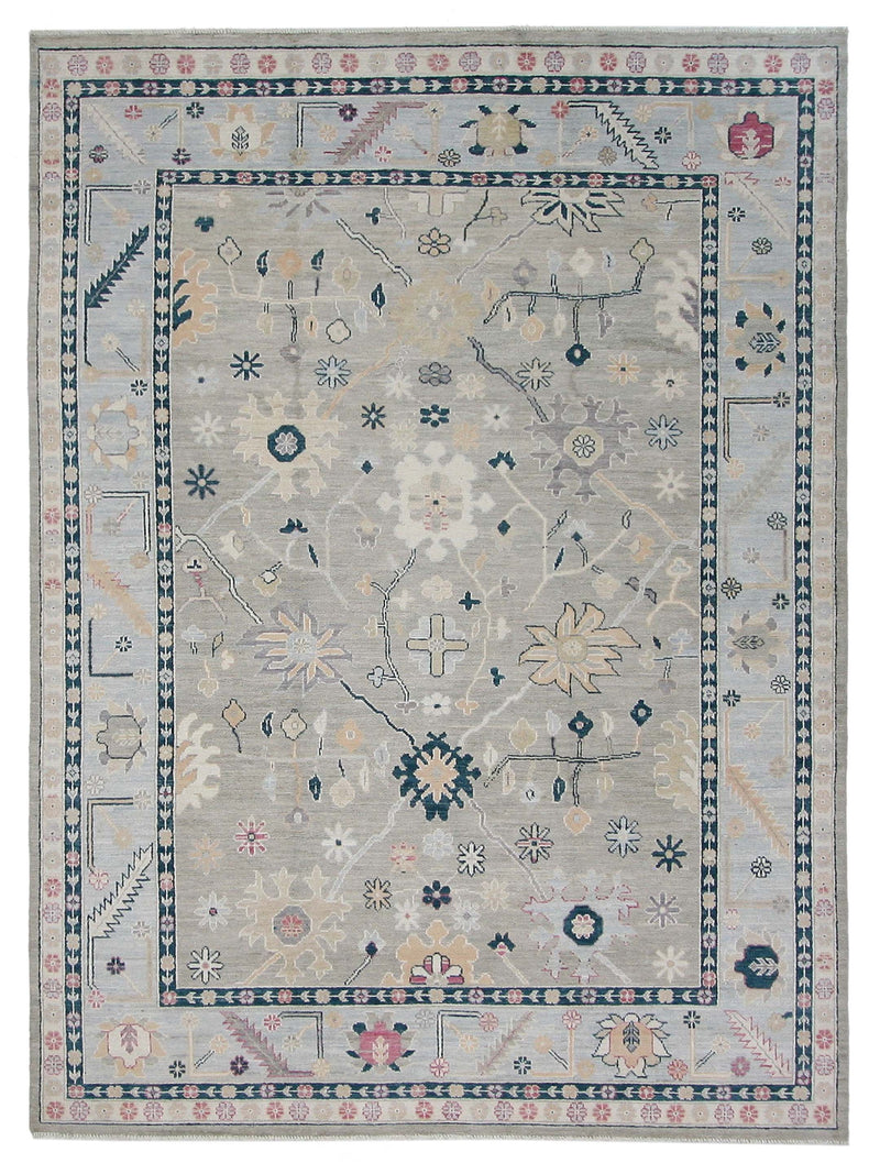 Pacific Ushak Wool Weft Grey Lt.Blue Transitional