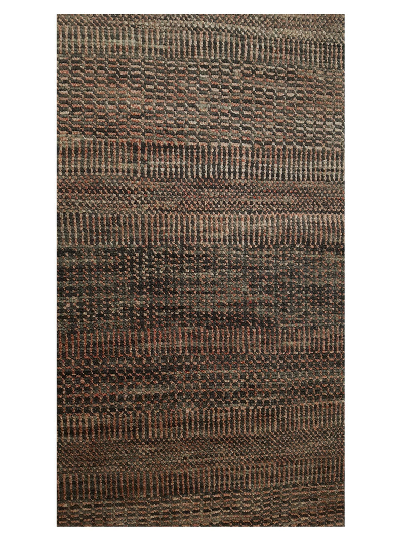 Pacific Flute 42299 Rust Grey Modern Hand Knotted Rug