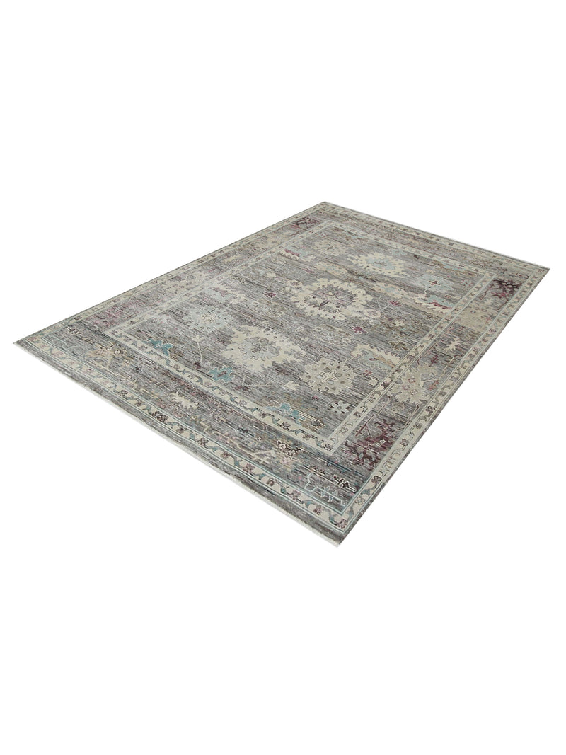 Pacific Ushak Wool Weft 42337 Lt.Brown Beige Transitional Hand Knotted Rug