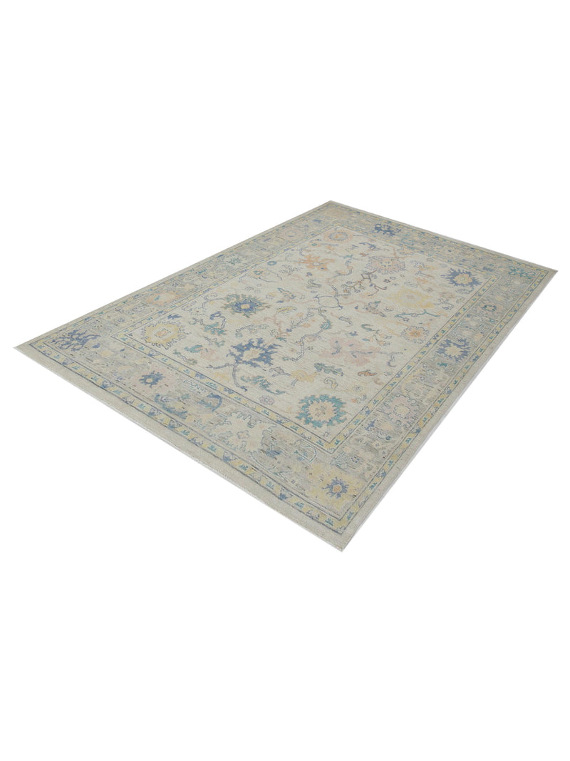 Pacific Ushak Wool Weft 42338 Lime Multi Transitional Hand Knotted Rug