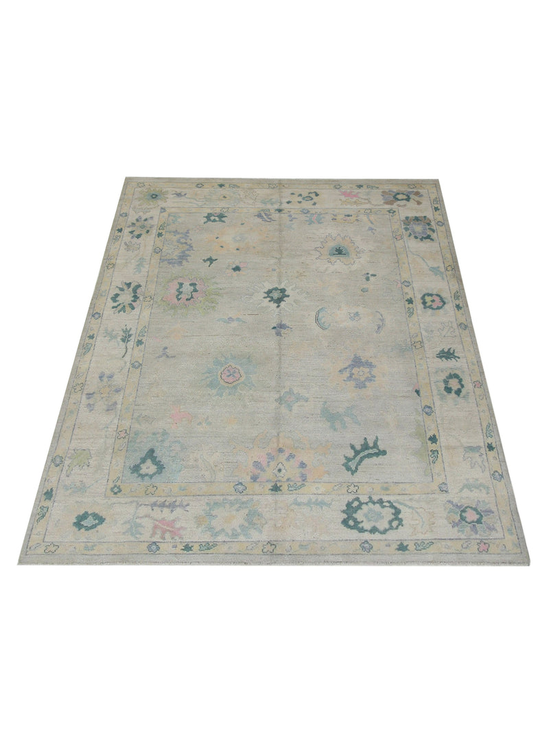 Pacific Ushak Wool Weft 42340 Lime Multi Transitional Hand Knotted Rug