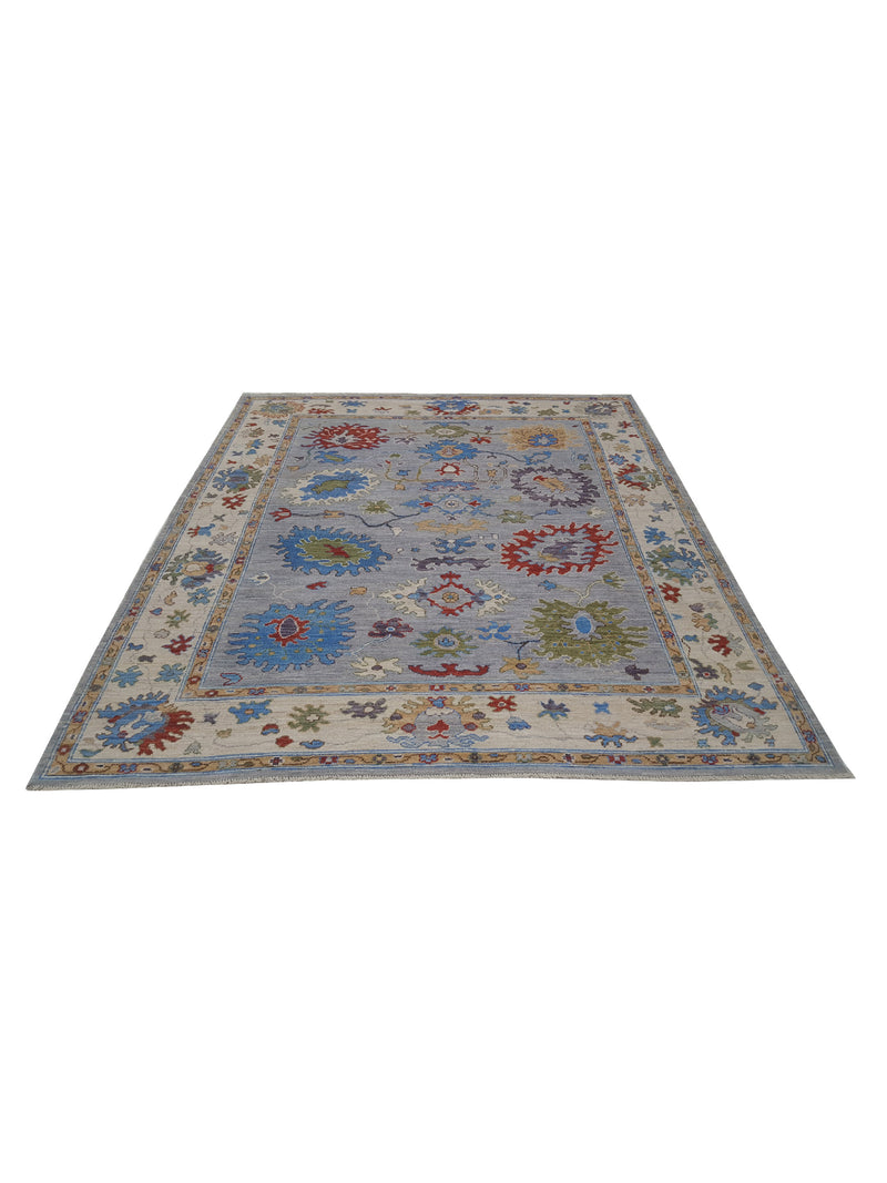 Pacific Ushak Wool Weft 42364 Grey Beige Transitional Hand Knotted Rug