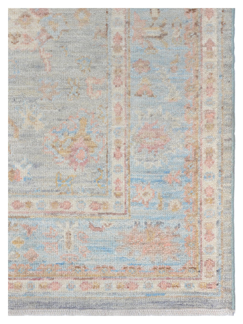 Pacific Ushak Wool Weft 42393 Grey Lt.Blue Transitional Hand Knotted Rug