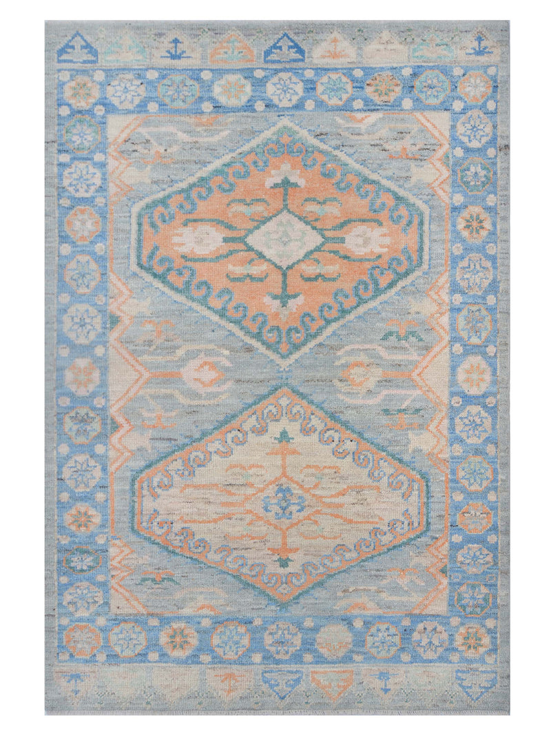 Pacific Ushak Wool Weft Grey Blue Transitional