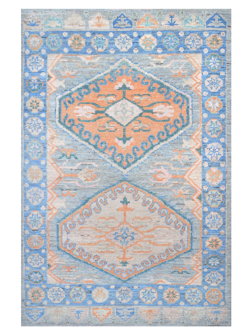 Pacific Ushak Wool Weft Grey Blue Transitional