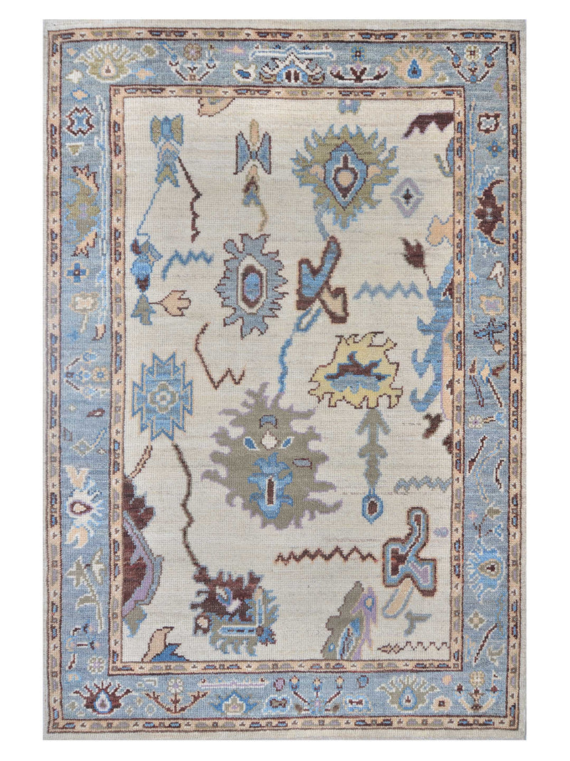 Pacific Ushak Wool Weft Ivory Grey Transitional