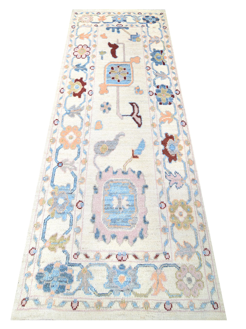 Pacific Ushak Wool Weft 42435 Ivory Grey Transitional Hand Knotted Rug