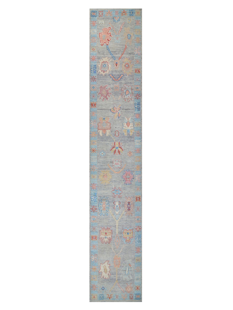 Pacific Ushak Wool Weft Grey Lt.Blue Transitional