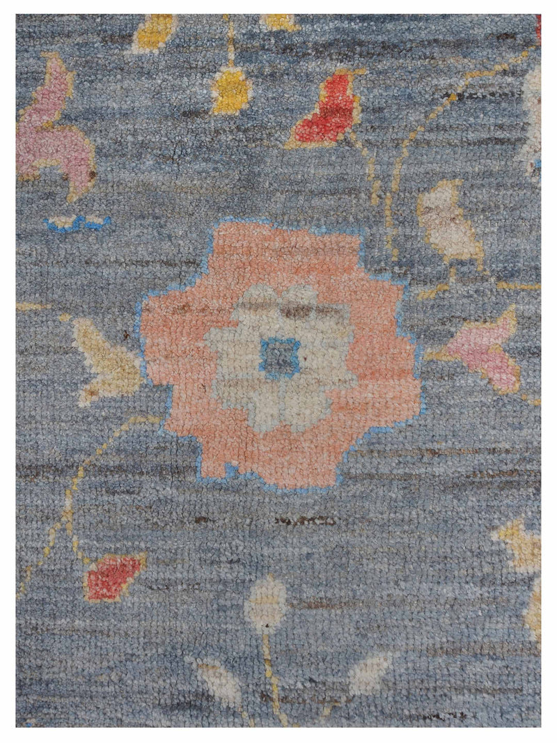 Pacific Ushak Wool Weft 42464 D.Grey Beige Transitional Hand Knotted Rug