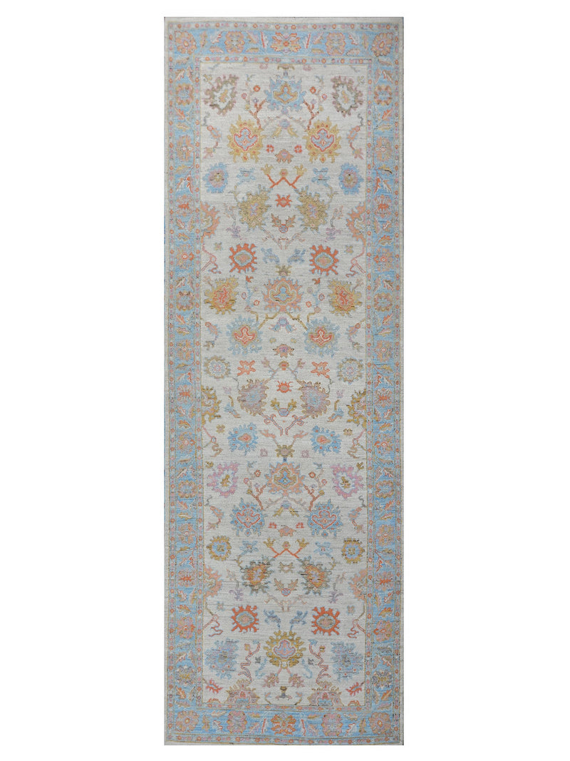 Pacific Ushak Wool Weft Ivory Lt.Blue Transitional