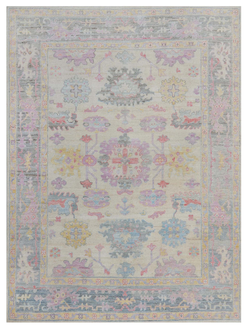 Pacific Ushak Wool Weft Ivory Grey Transitional