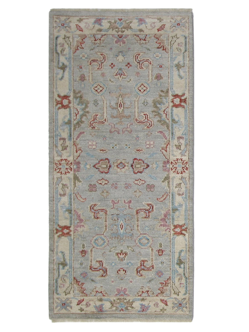 Pacific Ushak Wool Weft Grey Beige Transitional