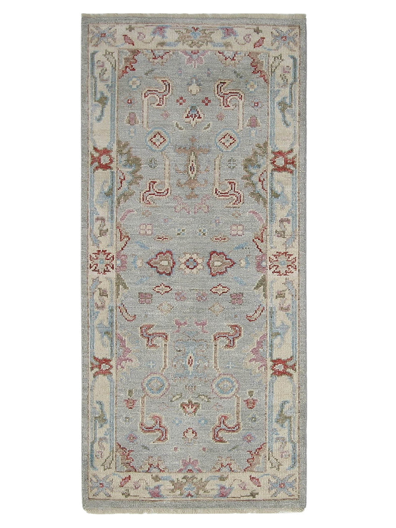 Pacific Ushak Wool Weft Grey Beige Transitional
