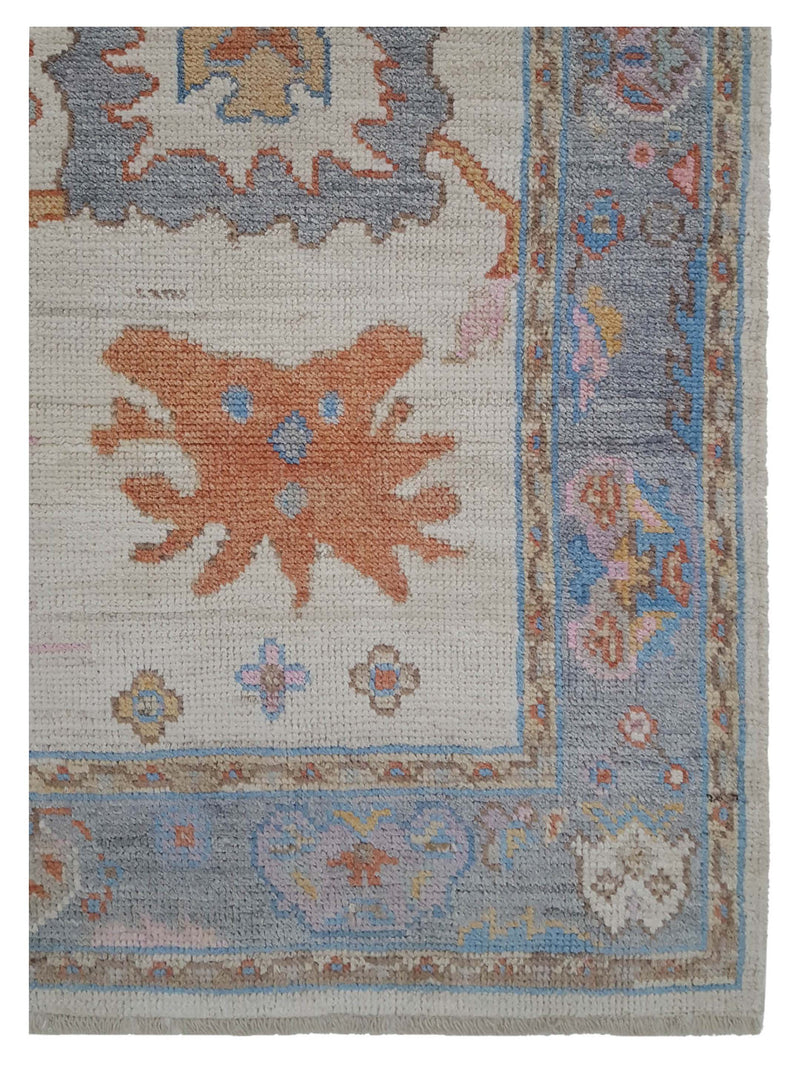 Pacific Ushak Wool Weft 42487 Ivory Multi Transitional Hand Knotted Rug