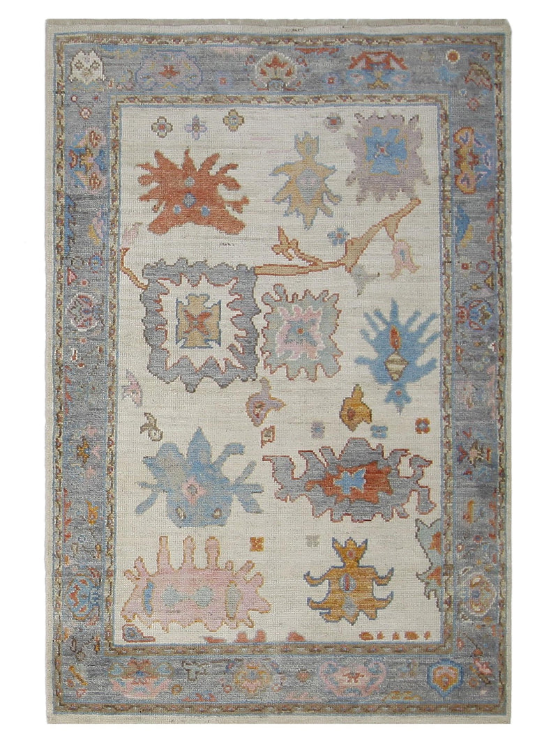 Pacific Ushak Wool Weft Ivory Multi Transitional