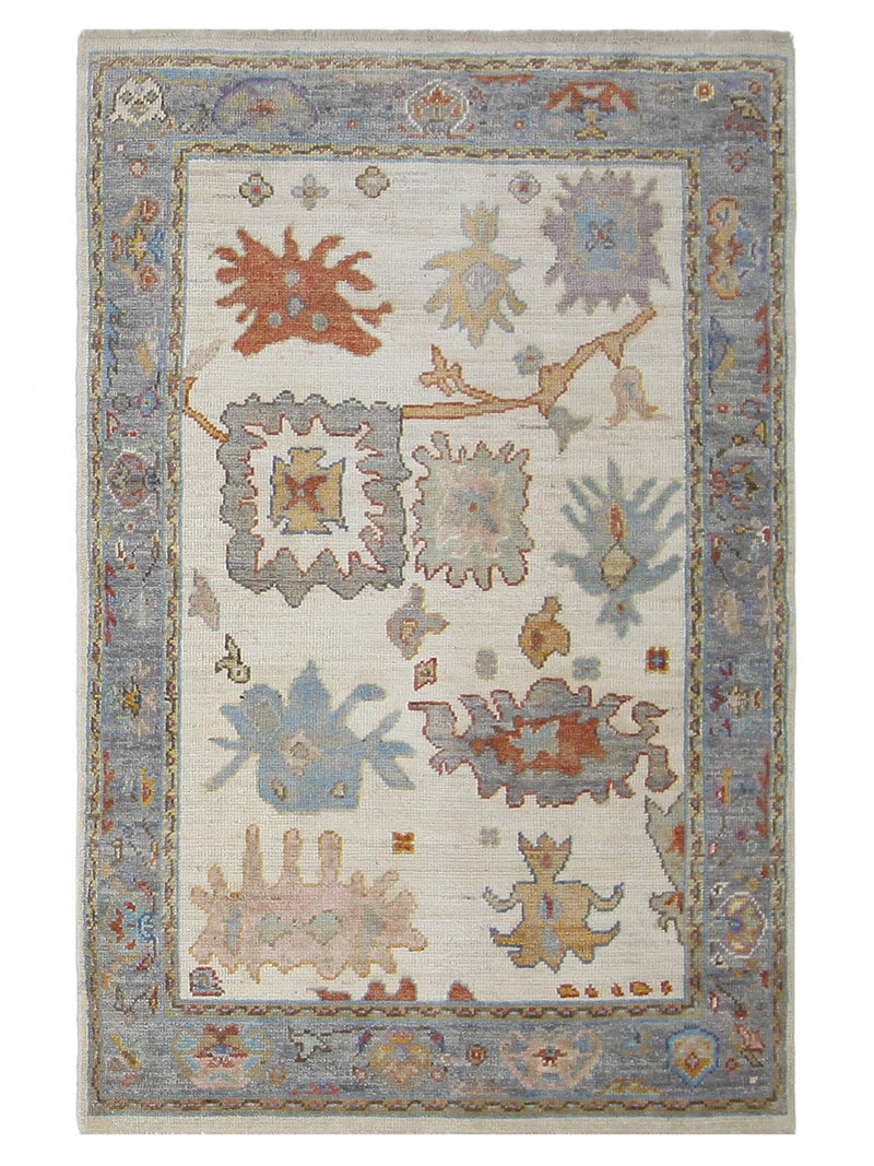 Pacific Ushak Wool Weft Ivory Multi Transitional