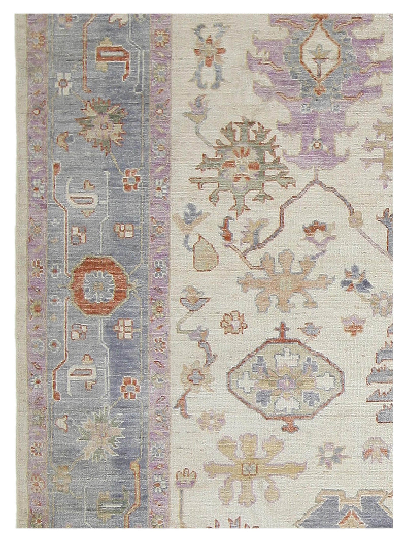 Pacific Ushak Wool Weft 42499 Beige Multi Transitional Hand Knotted Rug