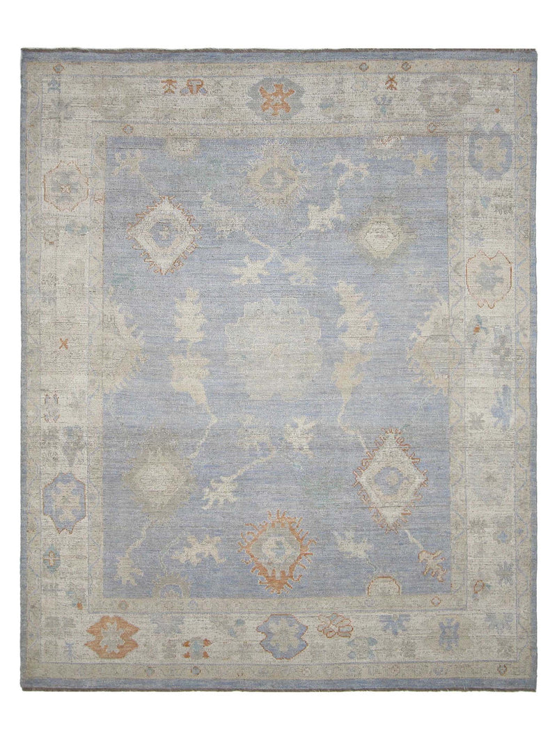 Pacific Ushak Wool Weft Blue Beige Transitional