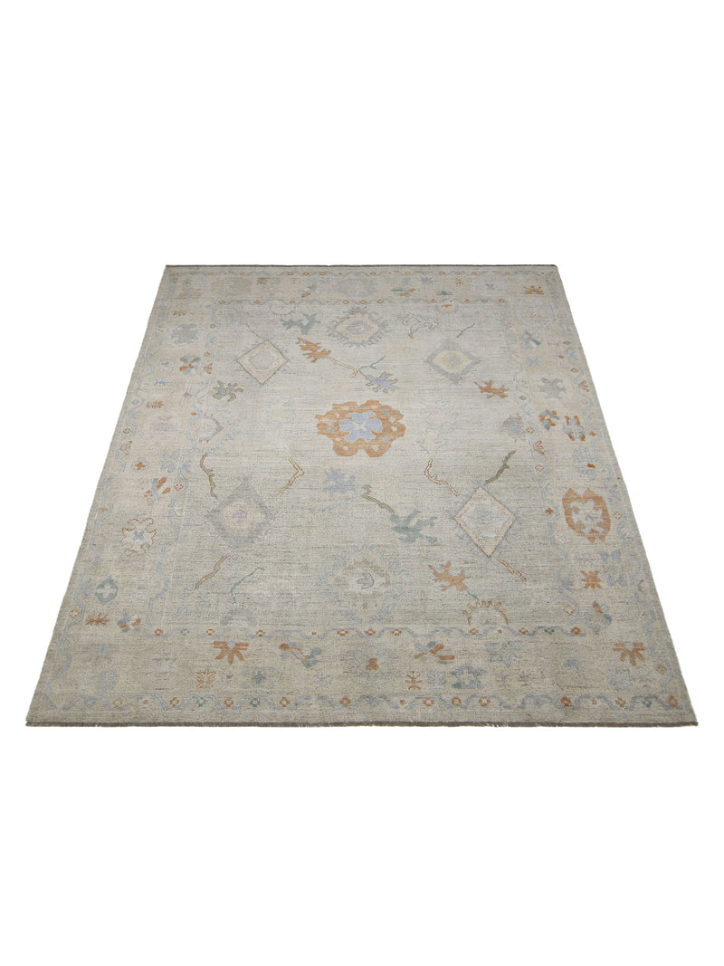 Pacific Ushak Wool Weft 42503 Beige Blush Transitional Hand Knotted Rug
