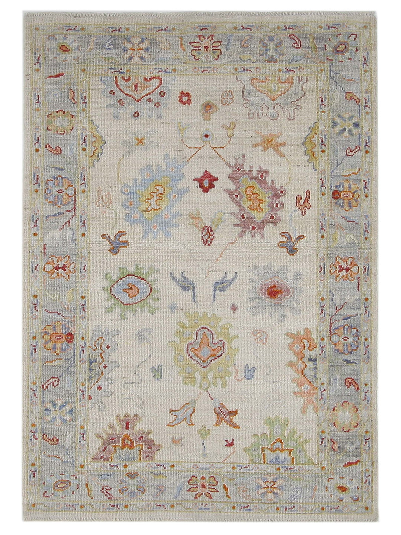 Pacific Ushak Wool Weft Ivory Lt.Grey Transitional