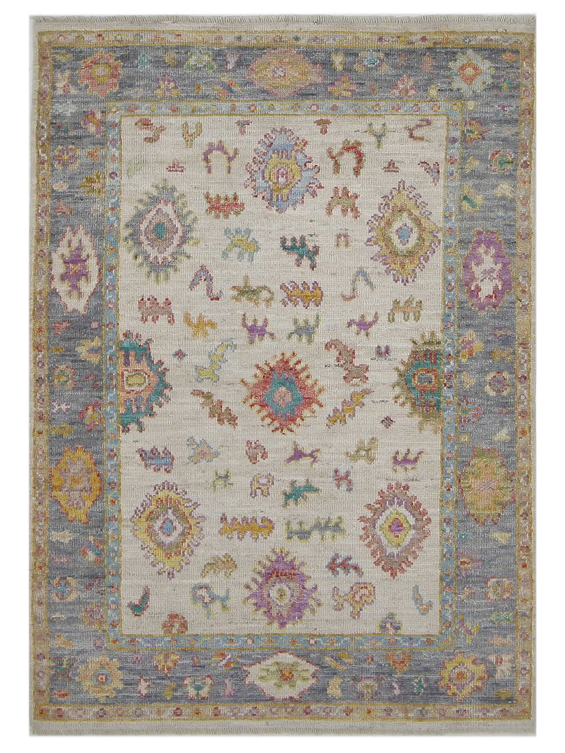Pacific Ushak Wool Weft Ivory Grey Transitional